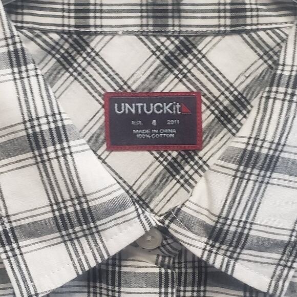UNTUCKit Women’s Plaid Cotton Shirt Size 4 Black Gray Button-Up NWT Classic Fit - Picture 4 of 7